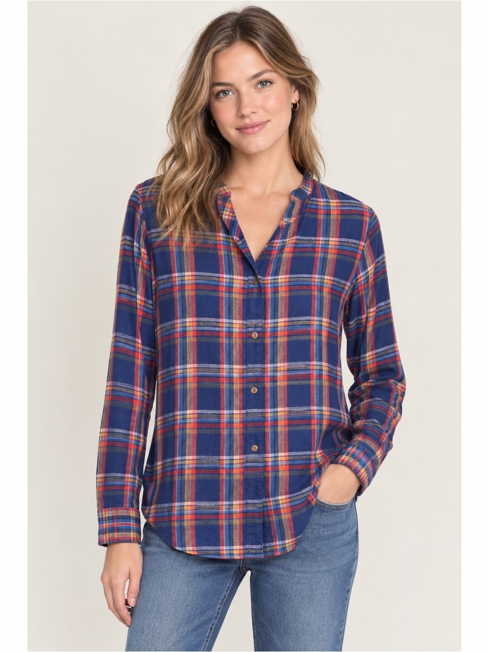 LL Bean | Organic Super Soft Long Sleeve Splitneck Button Front Shirt Flannel